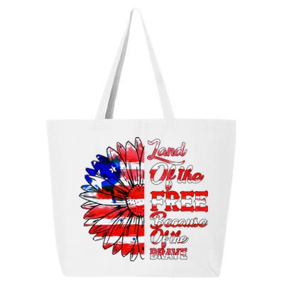 Land Of The Free Because Of The Brave Gift 4th Of July Gift 25L Jumbo Tote