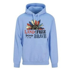 Land Of The Free Because Of The Brave Sunflower 4th Of July Gift Unisex Surf Hoodie