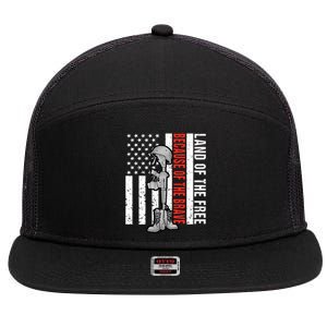 Land Of The Free Brave Memorial Day 7 Panel Mesh Trucker Snapback Hat