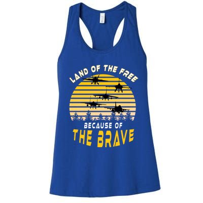 Land Of The Free Because Of The Brave Air Force Dad Gift Women's Racerback Tank