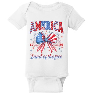 Land Of The Free Because Of The Brave 4th Of July Usa Flag Baby Bodysuit