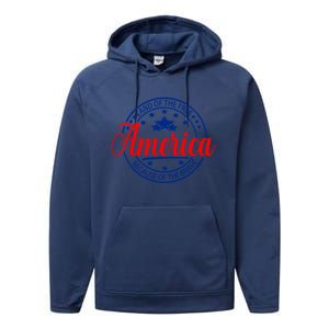 Land Of The Free Because Of The Brave America Proudpatriotic Gift Performance Fleece Hoodie