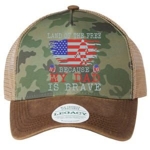 Land Of The Free Because My Dad Is Brave Funny Gift Military Dad Gift Legacy Tie Dye Trucker Hat