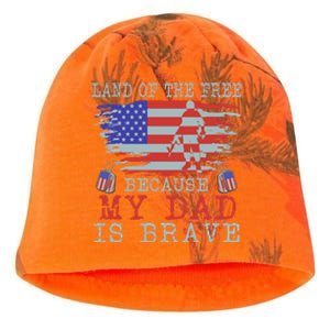 Land Of The Free Because My Dad Is Brave Funny Gift Military Dad Gift Kati - Camo Knit Beanie