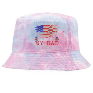 Land Of The Free Because My Dad Is Brave Funny Gift Military Dad Gift Tie-Dyed Bucket Hat