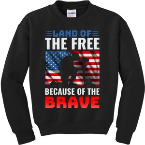 LAND OF THE FREE BECAUSE OF THE BRAVE Kids Sweatshirt