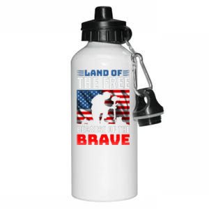 LAND OF THE FREE BECAUSE OF THE BRAVE Aluminum Water Bottle