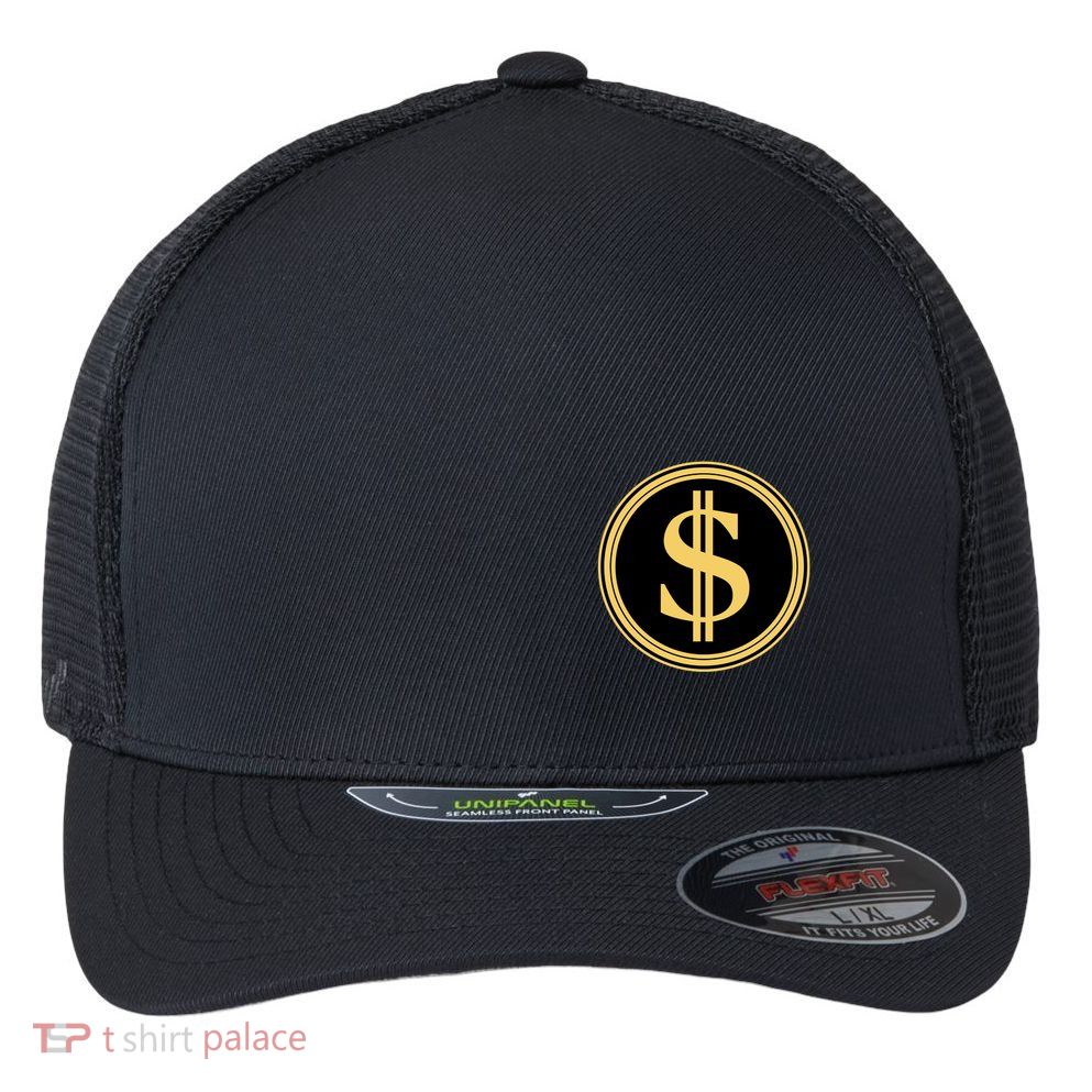 Logo Of The Department Of Government Efficiency Doge D.O.G.E. Front And Back Flexfit Unipanel Trucker Cap
