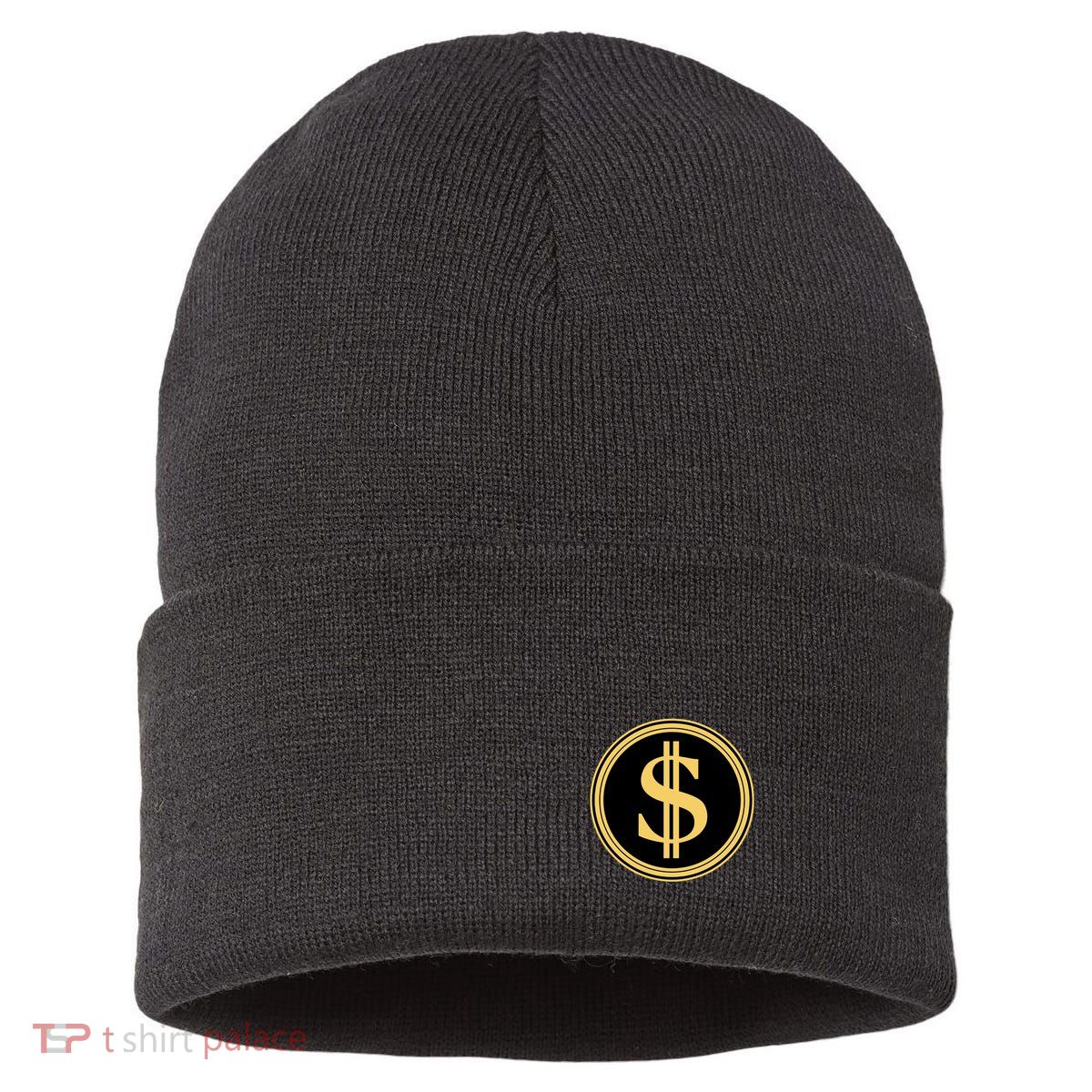 Logo Of The Department Of Government Efficiency Doge D.O.G.E. Front And Back Sustainable Knit Beanie