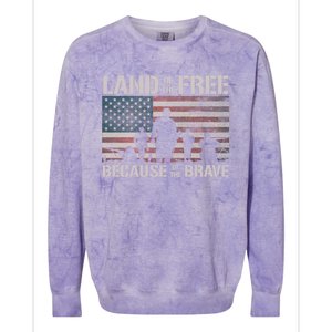 Land Of The Free Because Of The Brave American Flag Gift Colorblast Crewneck Sweatshirt