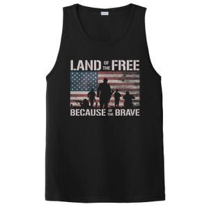 Land Of The Free Because Of The Brave American Flag Gift PosiCharge Competitor Tank