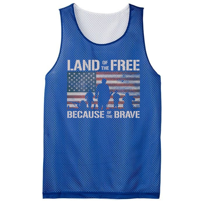 Land Of The Free Because Of The Brave American Flag Gift Mesh Reversible Basketball Jersey Tank