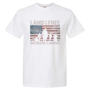 Land Of The Free Because Of The Brave American Flag Gift Garment-Dyed Heavyweight T-Shirt