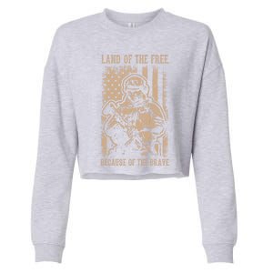 Land Of The Free Because Of The Brave Gift Cropped Pullover Crew