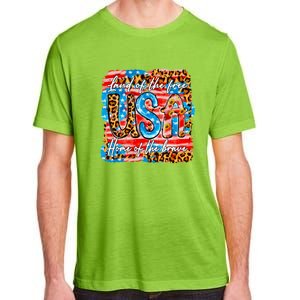 Land Of The Free Because Of The Brave 4th Of July Leopard Gift Adult ChromaSoft Performance T-Shirt