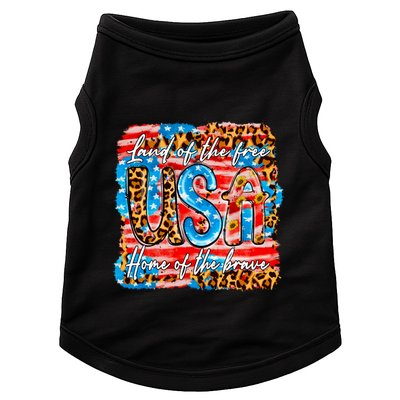 Land Of The Free Because Of The Brave 4th Of July Leopard Gift Doggie Tank