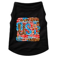 Land Of The Free Because Of The Brave 4th Of July Leopard Gift Doggie Tank