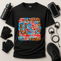 Land Of The Free Because Of The Brave 4th Of July Leopard Gift Cooling Performance Crew T-Shirt