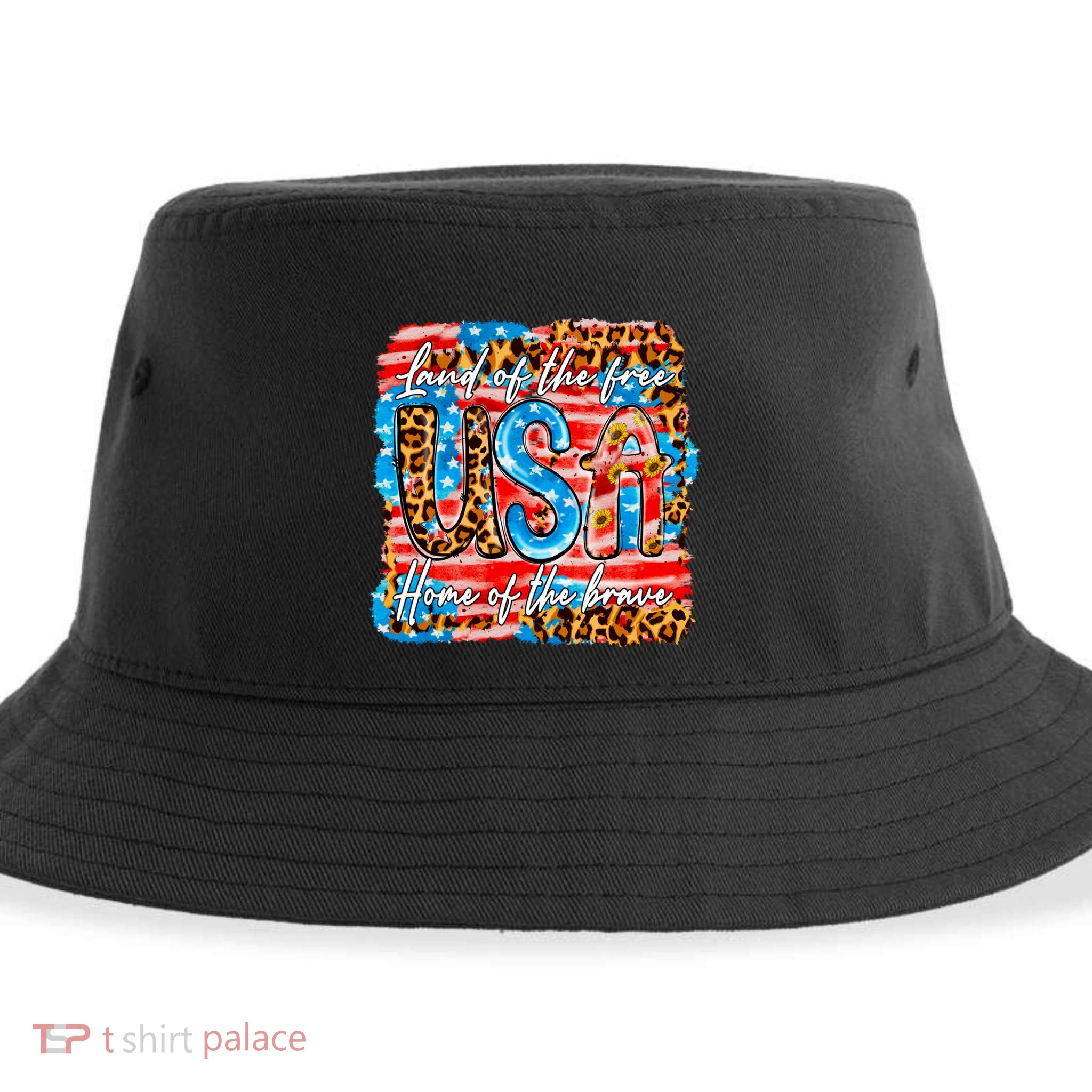 Land Of The Free Because Of The Brave 4th Of July Leopard Gift Sustainable Bucket Hat