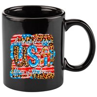 Land Of The Free Because Of The Brave 4th Of July Leopard Gift 11oz C Handle Ceramic Mug