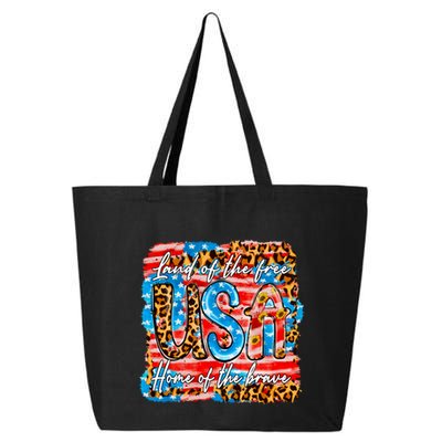 Land Of The Free Because Of The Brave 4th Of July Leopard Gift 25L Jumbo Tote
