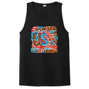 Land Of The Free Because Of The Brave 4th Of July Leopard Gift PosiCharge Competitor Tank