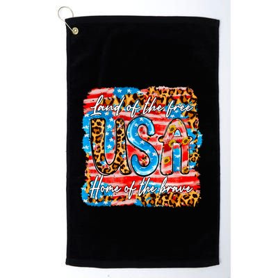 Land Of The Free Because Of The Brave 4th Of July Leopard Gift Golf Towel