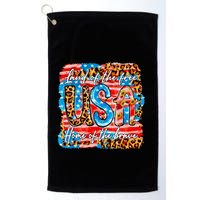 Land Of The Free Because Of The Brave 4th Of July Leopard Gift Golf Towel