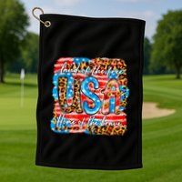 Land Of The Free Because Of The Brave 4th Of July Leopard Gift Golf Towel