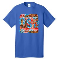 Land Of The Free Because Of The Brave 4th Of July Leopard Gift Tall T-Shirt