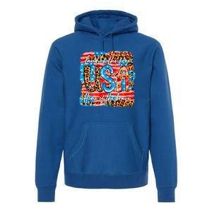 Land Of The Free Because Of The Brave 4th Of July Leopard Gift Premium Hoodie