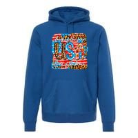 Land Of The Free Because Of The Brave 4th Of July Leopard Gift Premium Hoodie