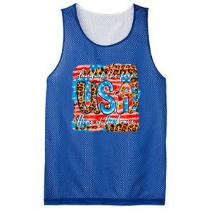 Land Of The Free Because Of The Brave 4th Of July Leopard Gift Mesh Reversible Basketball Jersey Tank