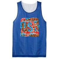 Land Of The Free Because Of The Brave 4th Of July Leopard Gift Mesh Reversible Basketball Jersey Tank