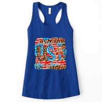 Land Of The Free Because Of The Brave 4th Of July Leopard Gift Womens Tank Top