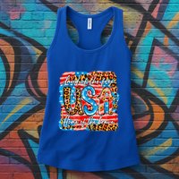 Land Of The Free Because Of The Brave 4th Of July Leopard Gift Womens Tank Top