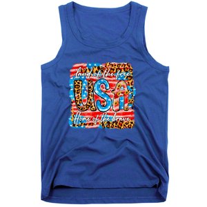 Land Of The Free Because Of The Brave 4th Of July Leopard Gift Tank Top