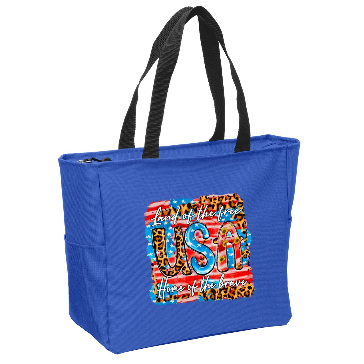Land Of The Free Because Of The Brave 4th Of July Leopard Gift Zip Tote Bag