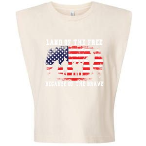 Land Of The Free Because Of The Brave American Flag Cool Gift Garment-Dyed Women's Muscle Tee