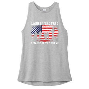 Land Of The Free Because Of The Brave American Flag Cool Gift Ladies PosiCharge Tri-Blend Wicking Tank