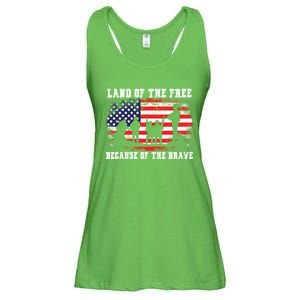 Land Of The Free Because Of The Brave American Flag Cool Gift Ladies Essential Flowy Tank