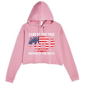 Land Of The Free Because Of The Brave American Flag Cool Gift Crop Fleece Hoodie