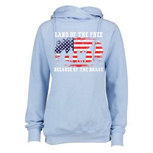 Land Of The Free Because Of The Brave American Flag Cool Gift Womens Funnel Neck Pullover Hood