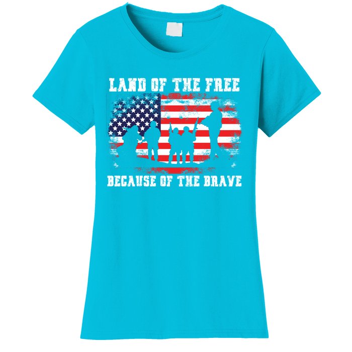 Land Of The Free Because Of The Brave American Flag Cool Gift Women's T-Shirt