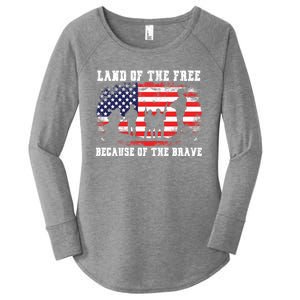 Land Of The Free Because Of The Brave American Flag Cool Gift Women's Perfect Tri Tunic Long Sleeve Shirt