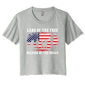 Land Of The Free Because Of The Brave American Flag Cool Gift Women's Crop Top Tee