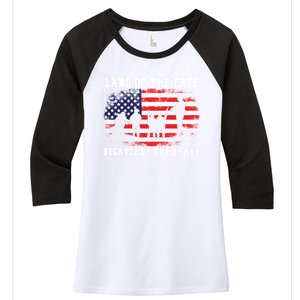 Land Of The Free Because Of The Brave American Flag Cool Gift Women's Tri-Blend 3/4-Sleeve Raglan Shirt