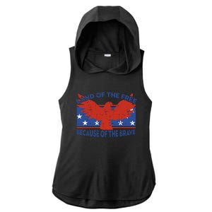 Land Of The Free Because Of The Brave Eagle 4th Of July Cool Gift Ladies PosiCharge Tri-Blend Wicking Draft Hoodie Tank