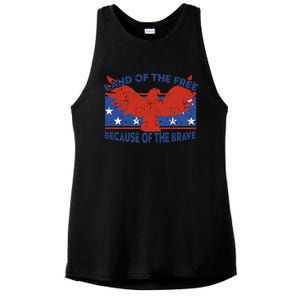 Land Of The Free Because Of The Brave Eagle 4th Of July Cool Gift Ladies PosiCharge Tri-Blend Wicking Tank