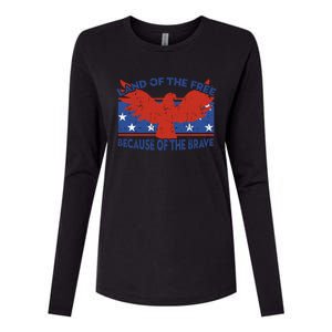 Land Of The Free Because Of The Brave Eagle 4th Of July Cool Gift Womens Cotton Relaxed Long Sleeve T-Shirt